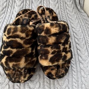 UGG Tan and Black Animal Print Slippers